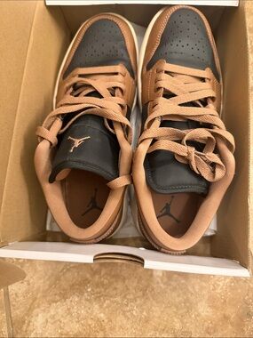 Nike Air Jordan 1 Low-Top Sneakers in Brown and Black